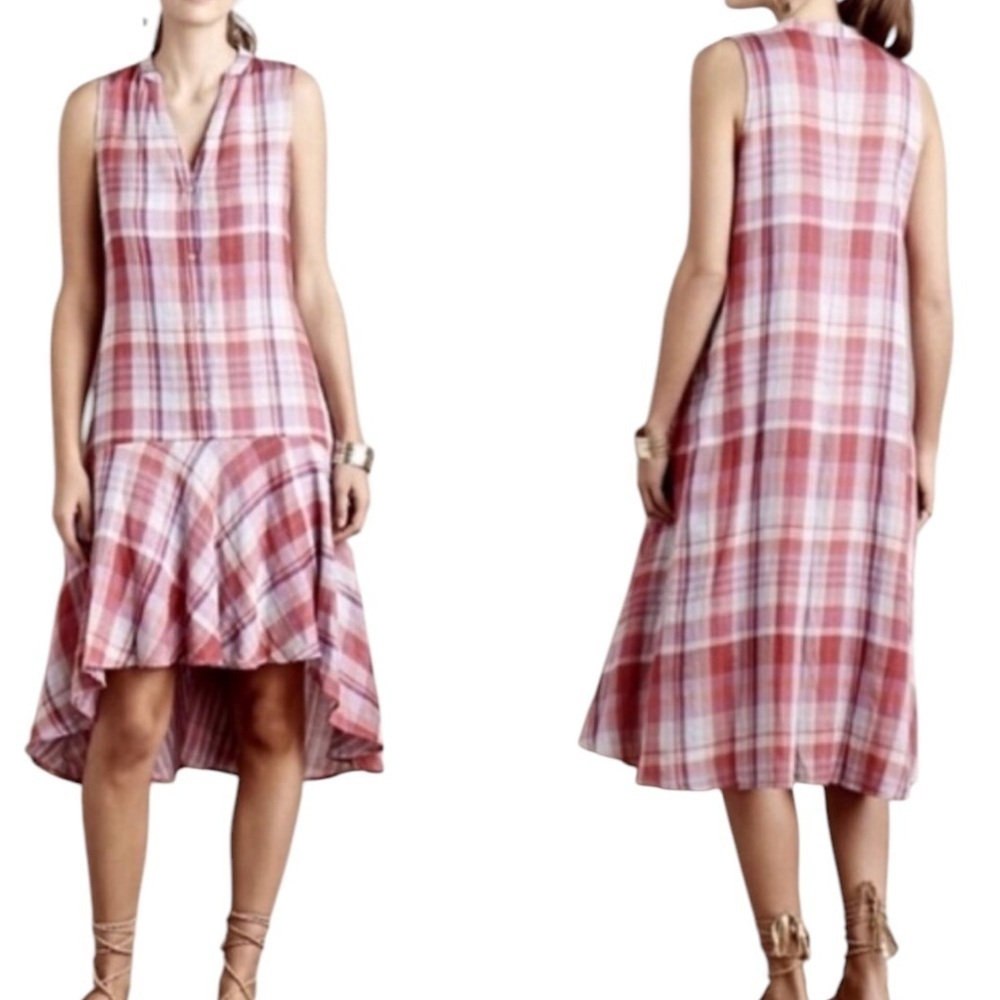 Anthropologie Maeve Plaid Draped Midi Dress Size XS. I#103